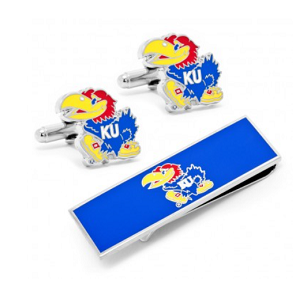 Kansas University jayhawks Cufflinks and Money Clip Gift Set